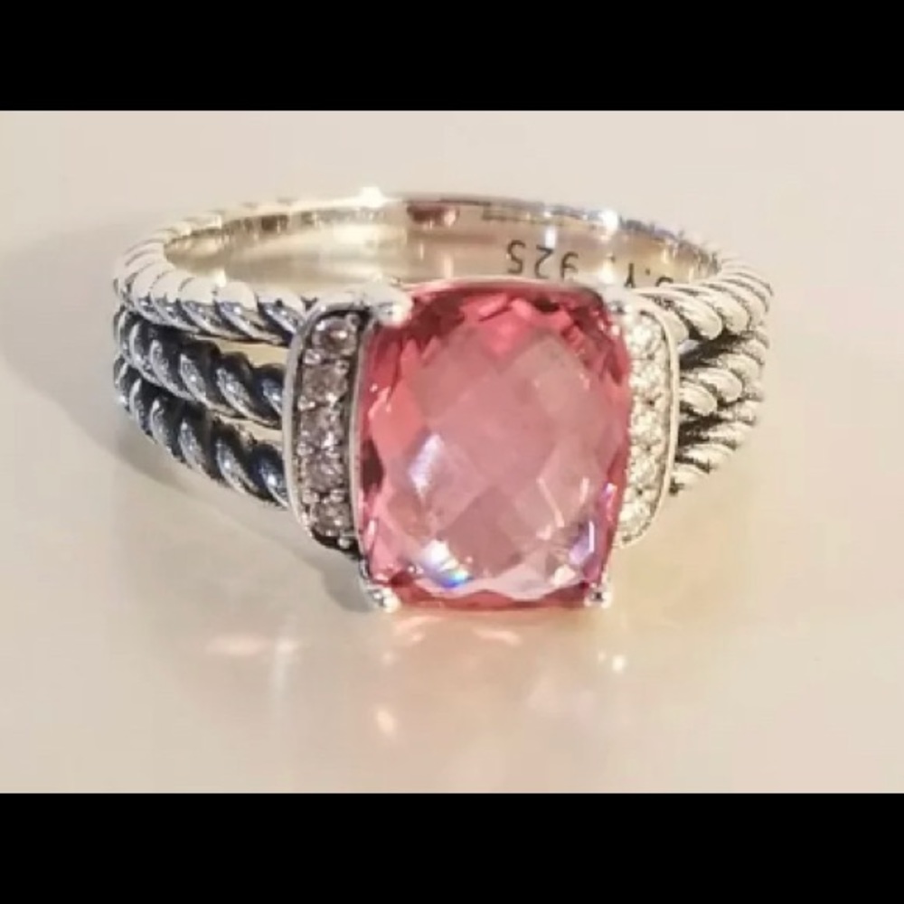 David Yurman Pink Tourmaline & Diamonds Sz 7
